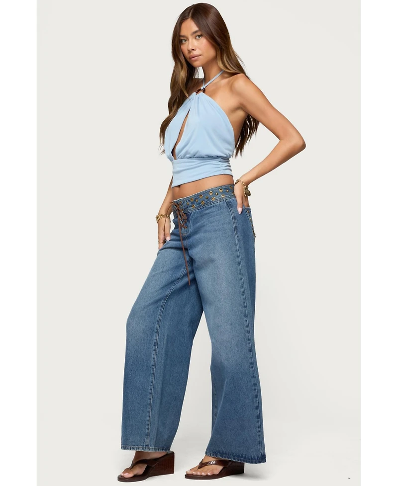 Edikted Women's Khalia Backless Cut Out Halter Top