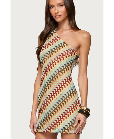 Edikted Women's Agua Zigzag One Shoulder Mini Dress