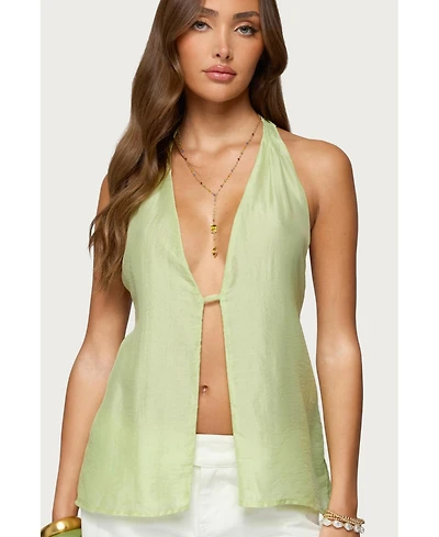 Edikted Women's Silky Look Split Front Halter Top