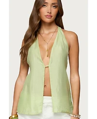 Edikted Women's Silky Look Split Front Halter Top