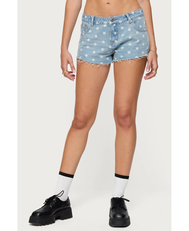 Edikted Women's Josie Polka Dot Denim Shorts