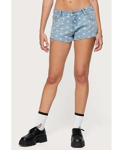 Edikted Women's Josie Polka Dot Denim Shorts