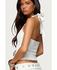 Edikted Women's Havana Grommet Ribbed Halter Top