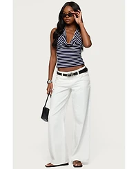 Edikted Womens Striped Cowl Neck Halter Top