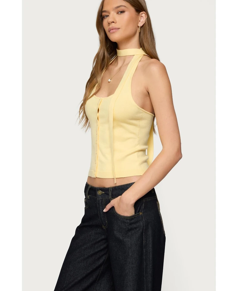 Edikted Womens Two Piece Knit Halter Top