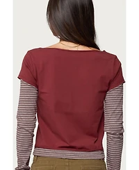 Edikted Women's Layered Stripey Long Sleeve T Shirt