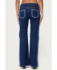 Edikted Women's Airbrushed Low Rise Flared Jeans