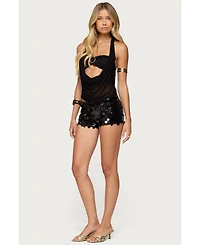 Edikted Womens Issey Layered Bra Cowl Neck Top