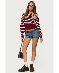 Edikted Womens Mika Off Shoulder Oversized Sweater