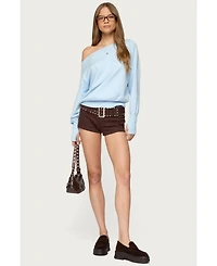 Edikted Women's Studded Belt Denim Micro Shorts