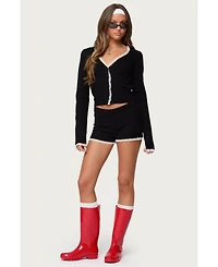 Edikted Women's Sansa Lacey Knit Micro Shorts