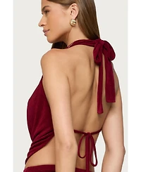 Edikted Womens Caspia Cowl Neck Backless Top