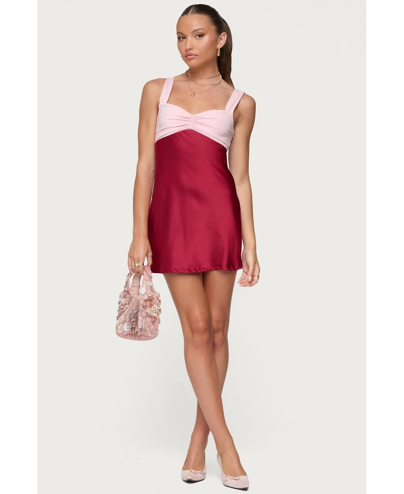 Edikted Women's Contrast Satin Effect Mini Dress