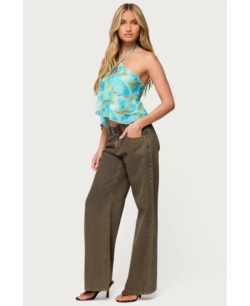 Edikted Women's Dragon Lily Layered Chiffon Halter Top