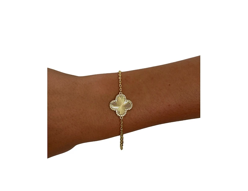 Rivka Friedman Single Flower Station with Cz Surround on Cable Chain