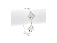 Rhodium Plated Five Station Flower Bracelet