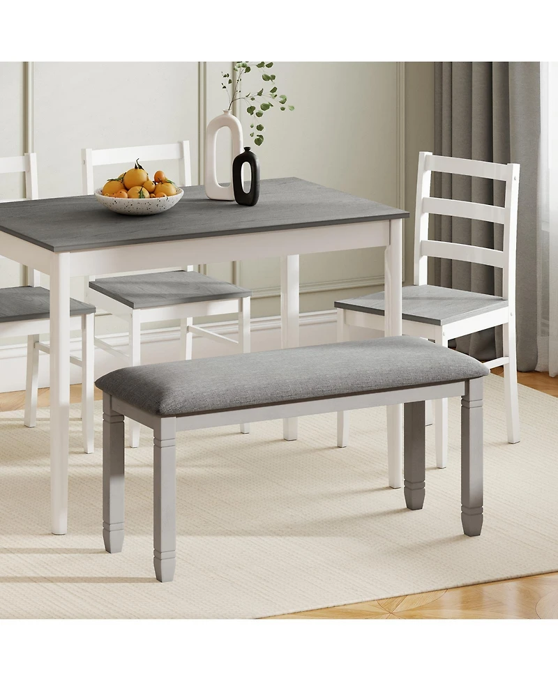 Gymax Upholstered Bedroom Bench w/ Padded Seat & Solid Wood Legs for Dining Room