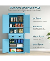 Slickblue Spacious Kitchen Storage Cabinet with Doors and Shelves for Pantry and Dining Area