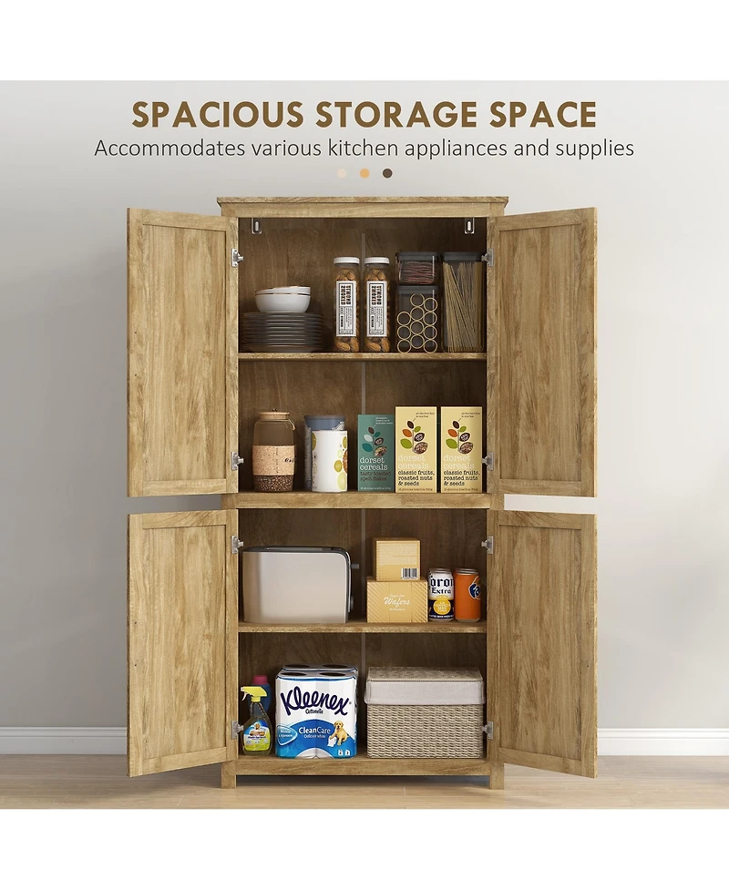 Slickblue Freestanding Kitchen Storage Cabinet with Adjustable Shelves for Pantry and Kitchen Use