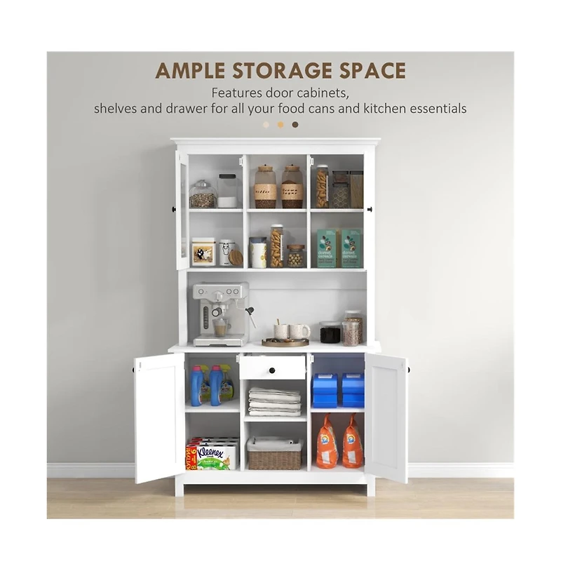 Slickblue Spacious Kitchen Storage Cabinet with Doors and Shelves for Pantry Organization