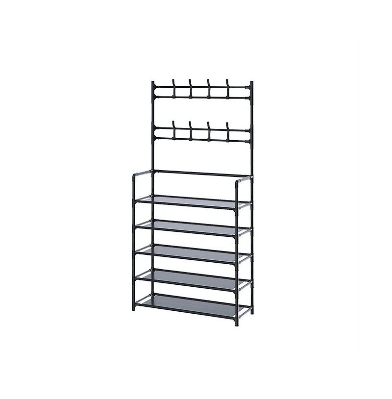 5-Tier Multi-Functional Shoe Rack and Coat Stand Freestanding Entryway Organizer
