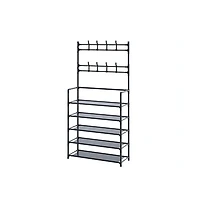 5-Tier Multi-Functional Shoe Rack and Coat Stand Freestanding Entryway Organizer