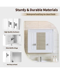 Slickblue Wall Mounted Medicine Cabinet with Mirrored Door and 4 Shelves for Bathroom Storage