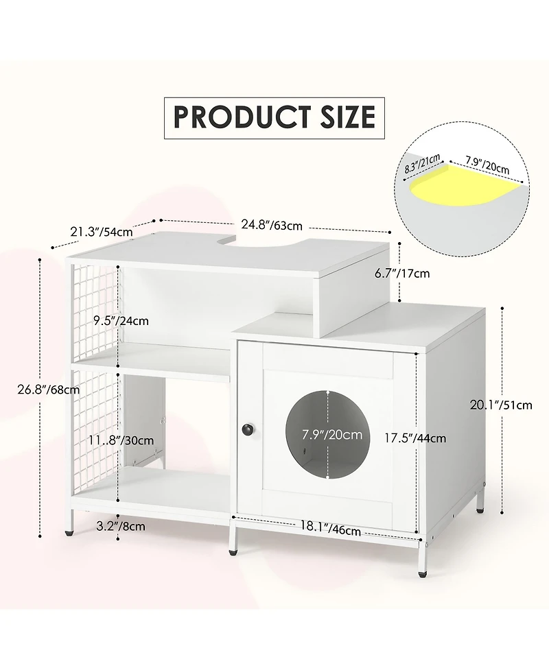 Slickblue Cat Litter Box Enclosure with Divider Hidden Litter Washroom for Large Indoor Cats