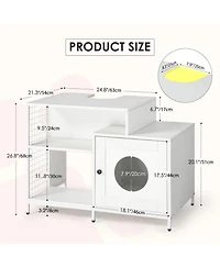 Slickblue Cat Litter Box Enclosure with Divider Hidden Litter Washroom for Large Indoor Cats