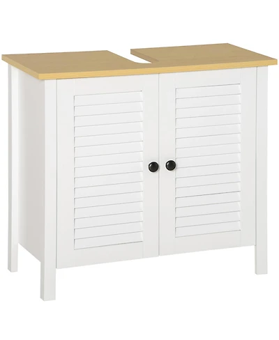 Slickblue Pedestal Sink Storage Cabinet with Double Doors for Bathroom Organization
