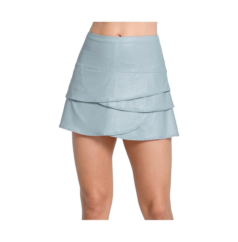 Lucky Love Women's All That Shimmers Scallop Heather Gray Tennis Skirt