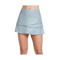 Lucky Love Women's All That Shimmers Scallop Heather Gray Tennis Skirt