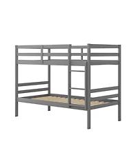 Gymax Twin Over Twin Wood Bunk Beds W/Ladder & Safety Rail Pine Wood Bunk Bed
