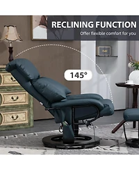 Homcom Massage Recliner Chair with Footstool, 360° Swivel Recliner,