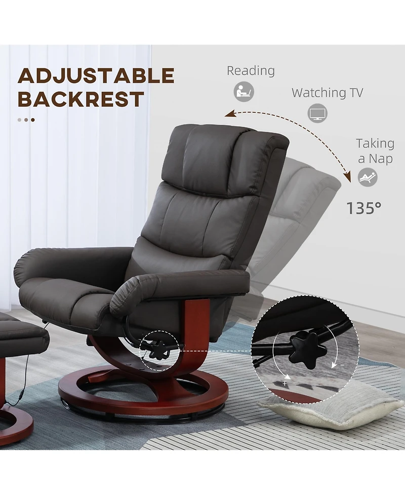Homcom Pu Leather Massage Recliner with Ottoman and Remote,