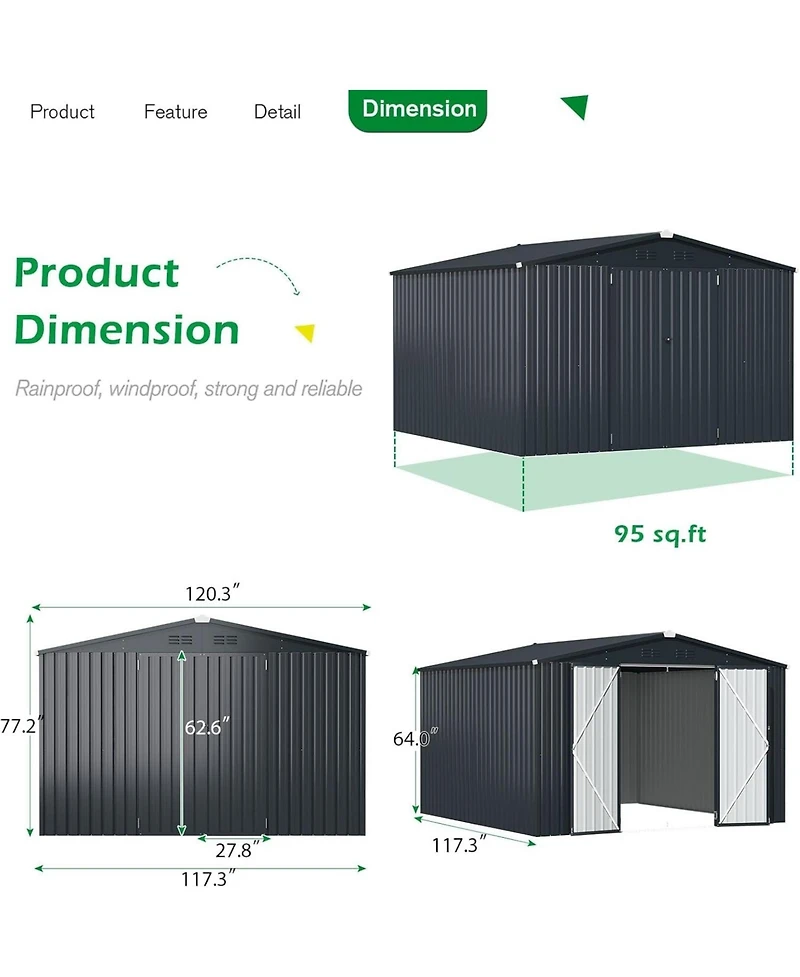 Aecojoy 12'x10' Outdoor Storage Shed