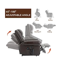 Maison Boucle Dual Motor Power Lift Recliner with Massage & Heat, Leather Electric Chair Usb Infinite Positions-Maison