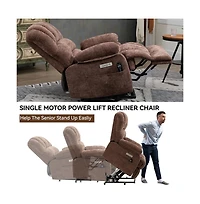 Maison Boucle Oversized Power Lift Recliner for Big & Tall Adults, 23" Wide Chenille Chair with Massage, Heat Usb-Maison