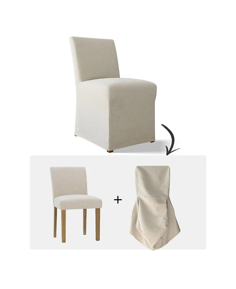 Maison Bouclee 3-Piece Round Dining Set with 35 Inch Table and 2 Upholstered Chairs, Removable Slipcovers for Easy Cleaning Dual Style