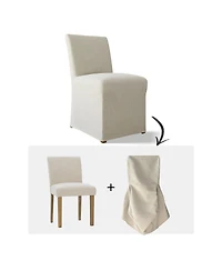 Maison Bouclee 3-Piece Round Dining Set with 35 Inch Table and 2 Upholstered Chairs, Removable Slipcovers for Easy Cleaning Dual Style