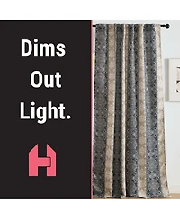 Hlc.me William Boho Damask Striped Patterned Window Back Tab Rod Pocket Curtains Bedroom - Light Blocking Darkening Window Panels
