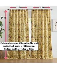 Hlc.me Florence Floral & Birds Patterned Window Back Tab Rod Pocket Curtains Bedroom - Light Blocking Darkening Window Panels