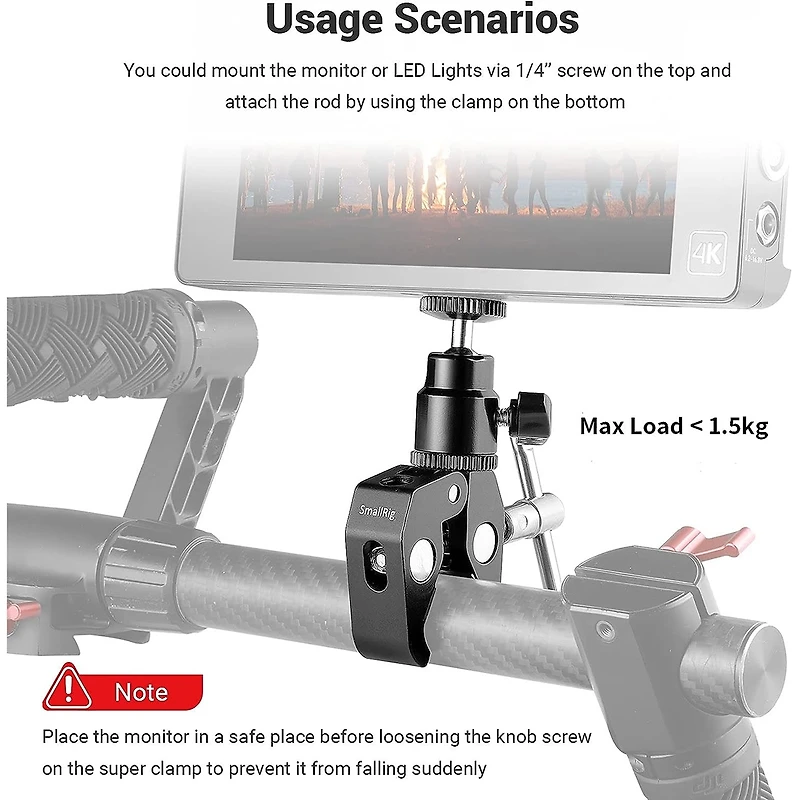 SmallRig CoolClamp Mount with 1/4" Screw Ball Head Mount