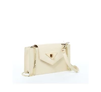 Susu Off White Mini Crossbody Bag Cream Leather Wristlet Clutch Purse for Women with Chain Strap