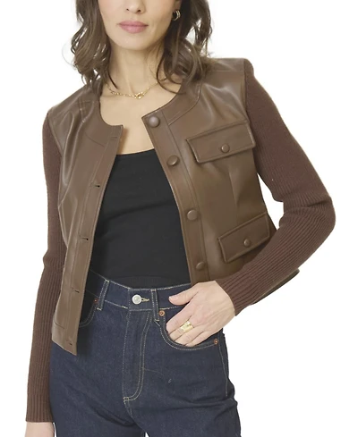 Central Park West Women's Astrid Leather Mixed Media Jacket