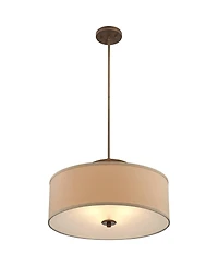 Possini Euro Design Brushed Bronze Drum Pendant Chandelier 20" Wide Modern Sand Stone Linen Shade Fixture for Dining Room House