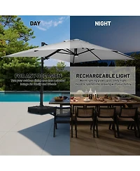 Boyel Living 10x13 ft. 360° Rotation Cantilever Patio Umbrella with BaseandLED Light
