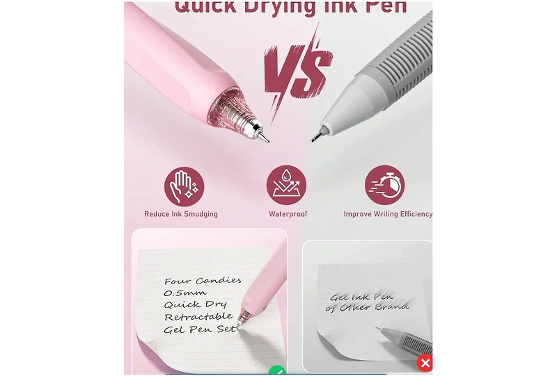 Htutwoo 14 Packs Pastel Gel Ink Pen Set, Cute Retractable 0.5mm Fine Point Pen, Note Taking Aesthetic Pens, 12 Packs Black Ink Pens With 2Pack Highlig