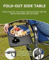 Sugift Camping Chair Oversized Beach Chair with Cooler Bag, Fold-Out Side Table, Cup Holder