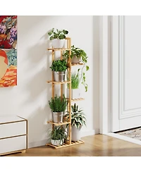Unho Bamboo Plant Stand Rack Corner Flower Shelf Storage Rack